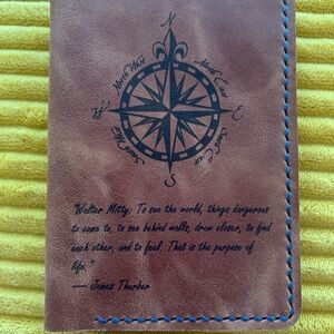 Brown Leather Journal with Compass Design